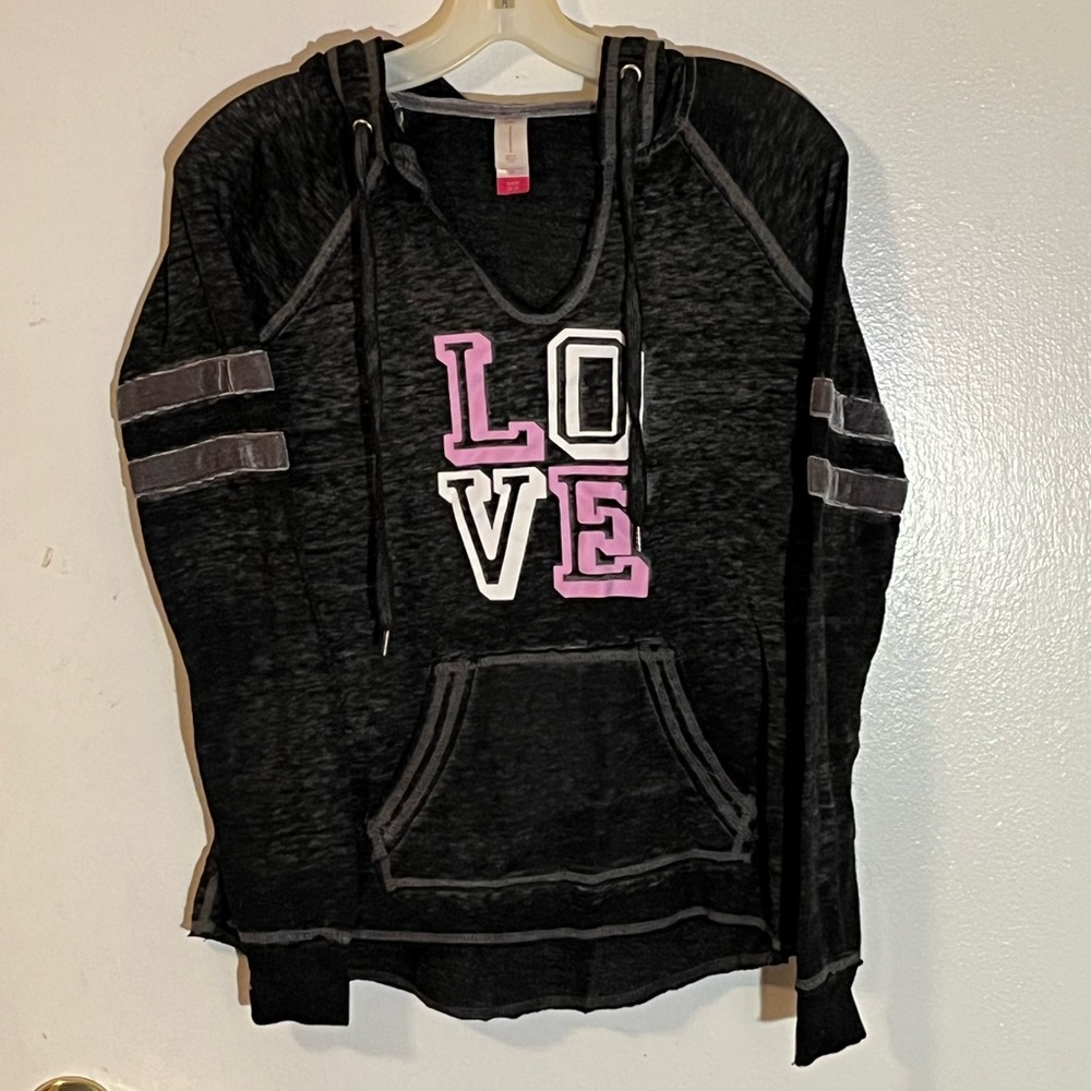 No Boundaries Gray, Black, and Pink 'LOVE' Hoodie